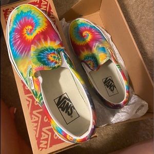 Tie dye vans slip ons